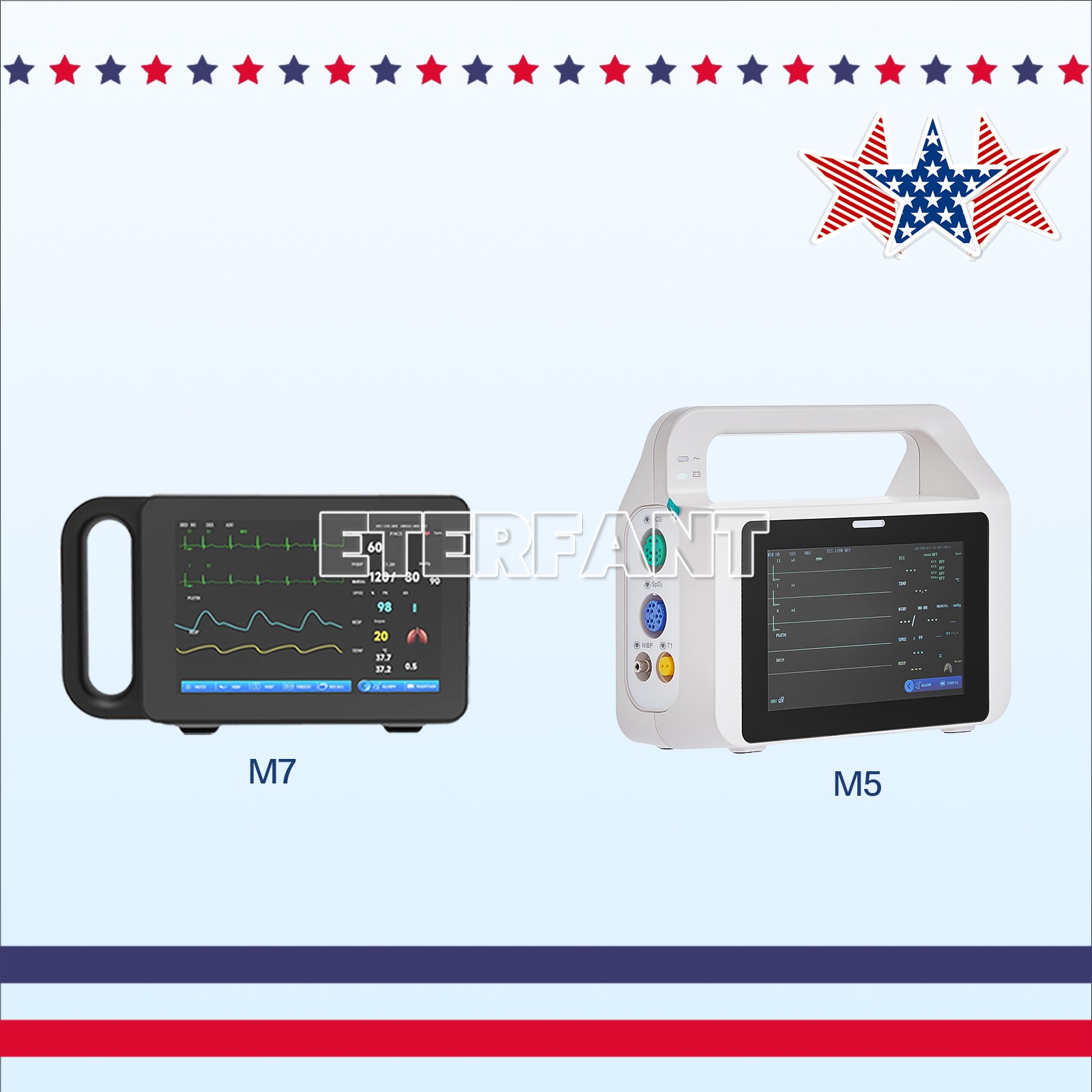 5/7" Multi-parameter Patient Monitor Touch Screen ECG/RESP/TEMP/NIBP/SPO2/ETCO2
