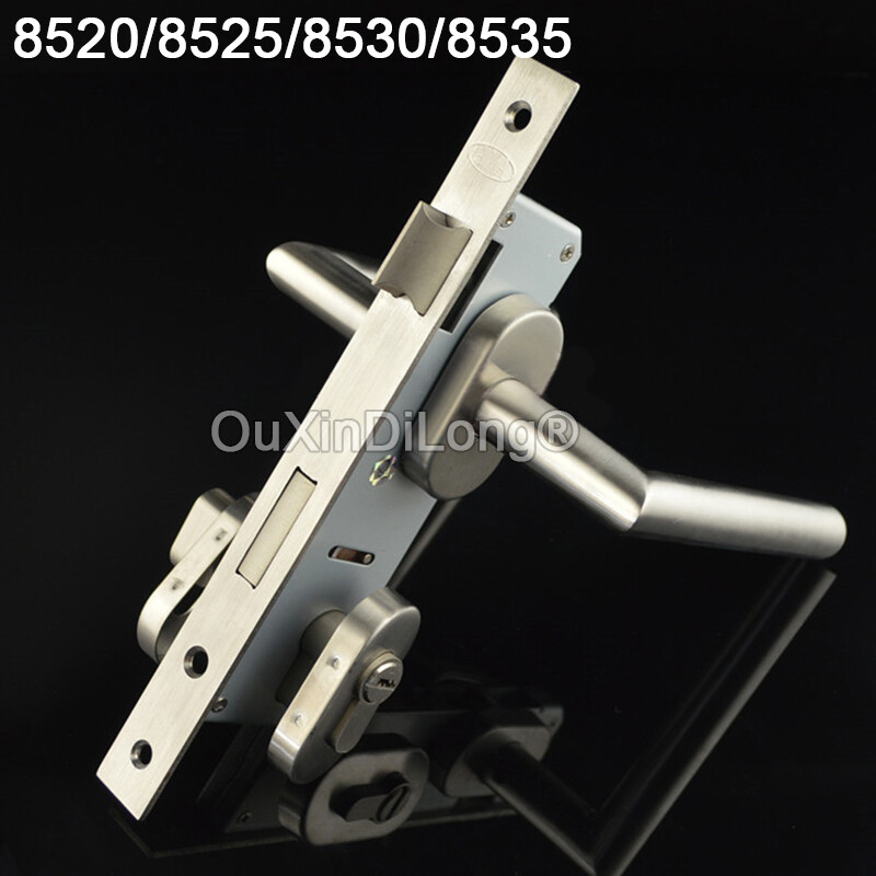 European Narrow Mortise Door Lock Door Handles+Lock body+Brass Lock Cylinder+Key