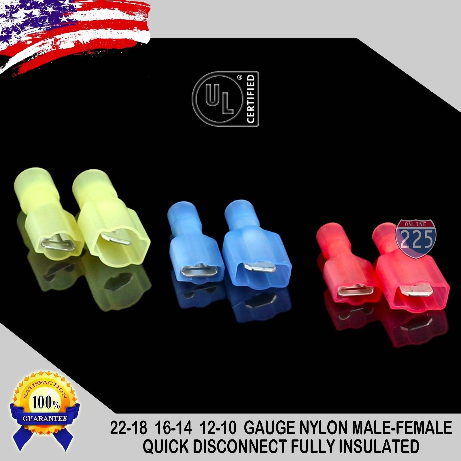 Male Female .250 Fully Insulated Nylon Quick Disconnect 12-10 16-14 22-18 GA LOT