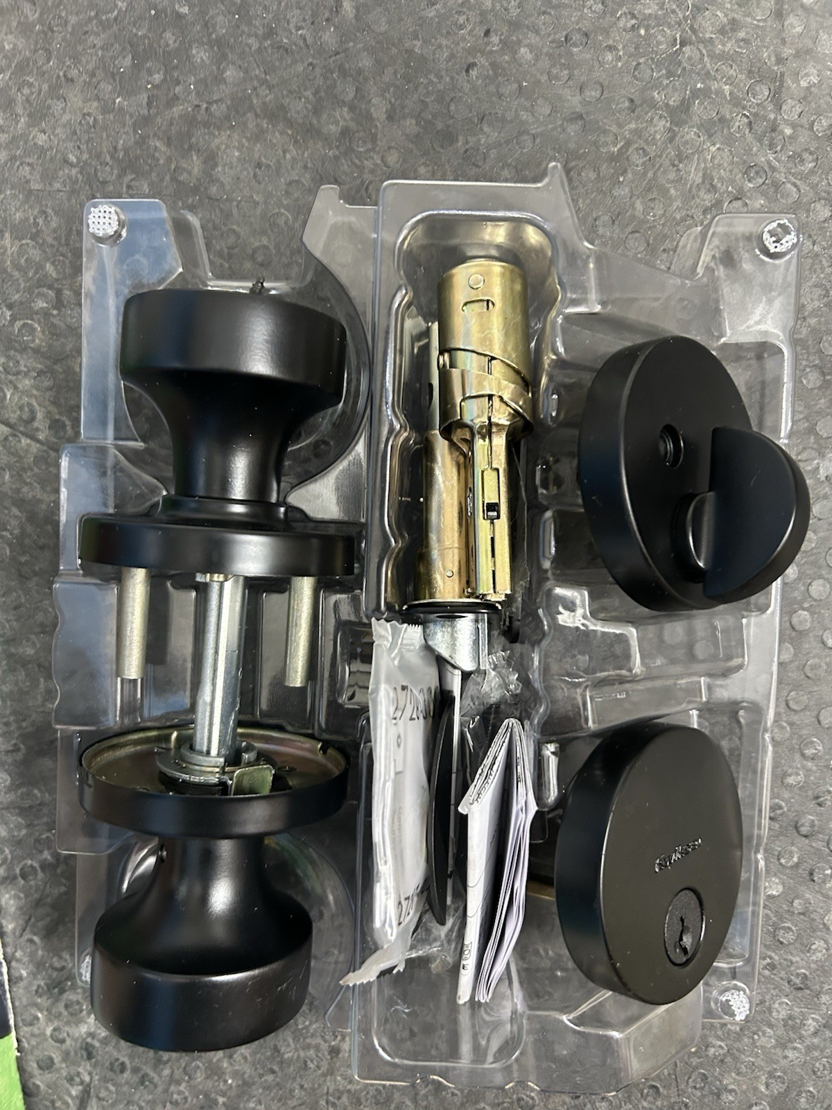 NEED SCREWS: Kwikset PISMO 991 Entry Knob & Single Cyl Deadbolt BLACK Combo Pack