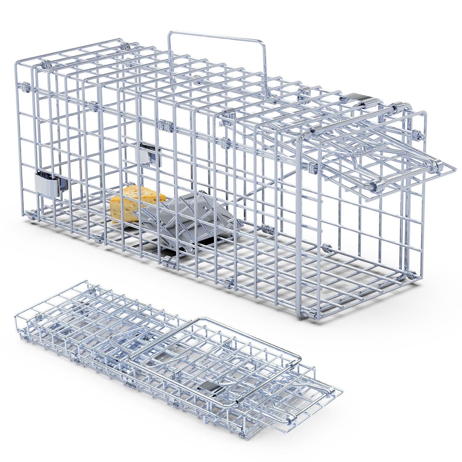 2-Pack Humane Rat Trap Cage - Foldable Live Mouse Traps for Indoor/Outdoor Use