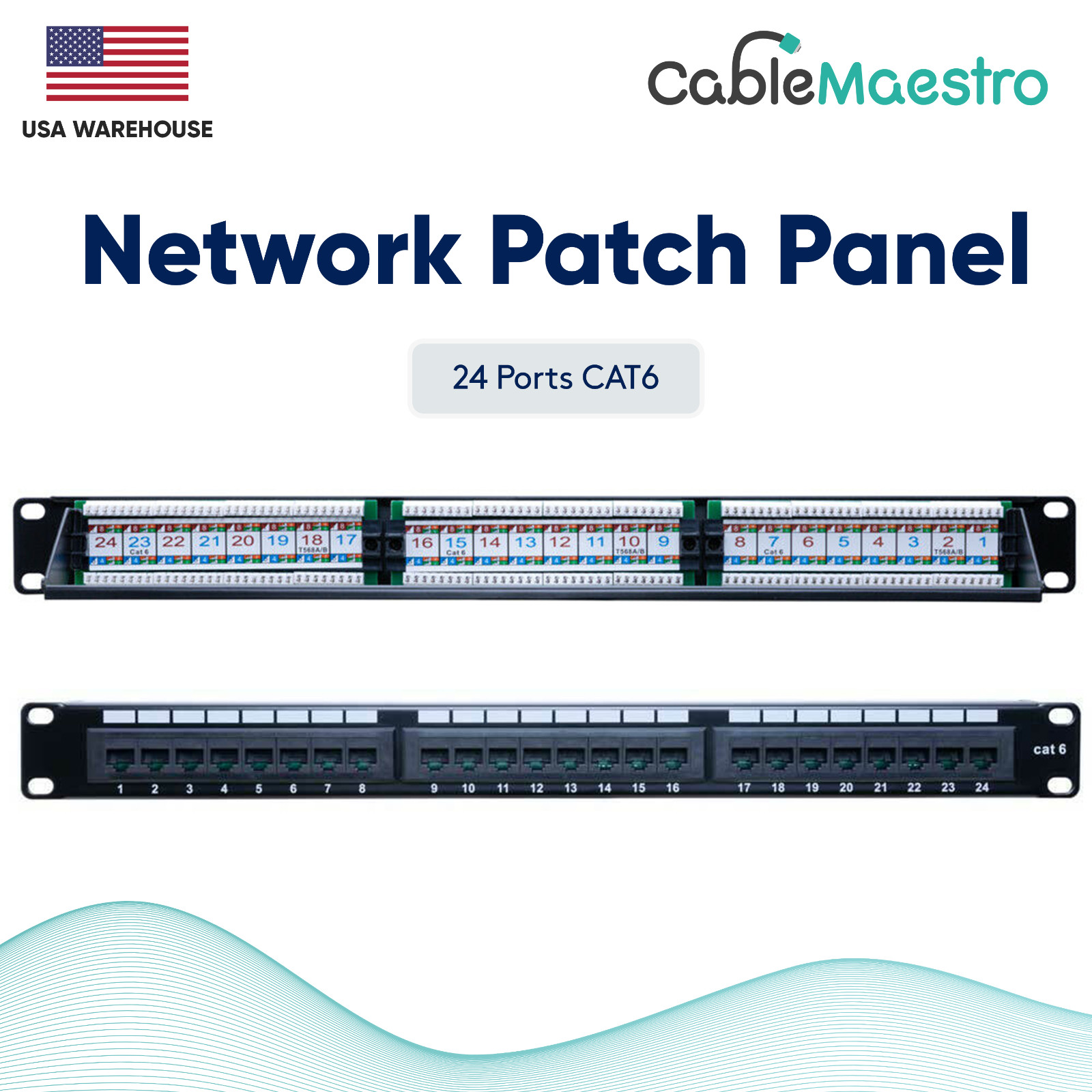 Patch Panel UTP 24 Port CAT6 RJ45 110 Network Bracket Surface Wall Mount