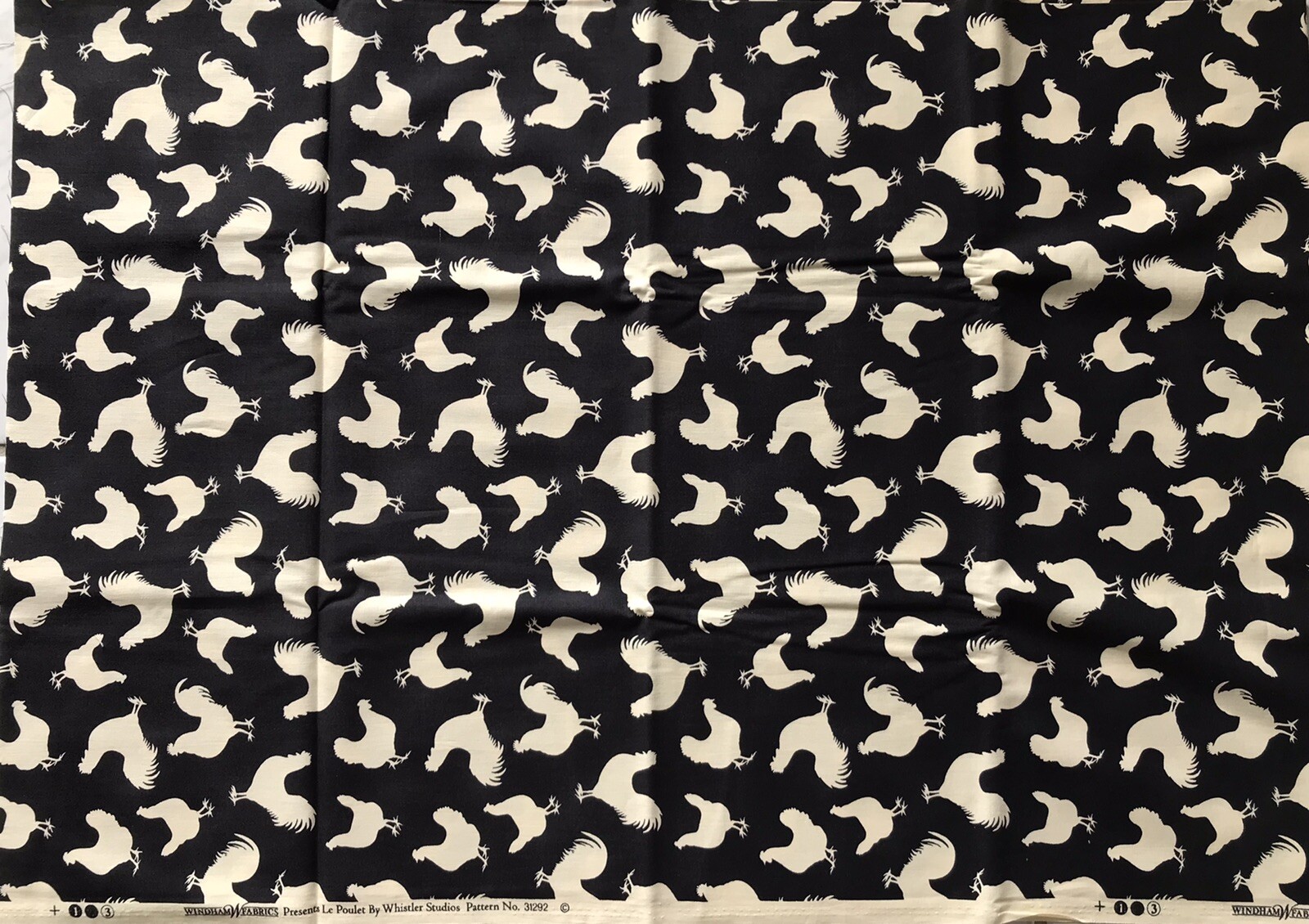 “Le Poulet” Chicken Print Quilt Fabric by Windham Fabrics, 1.75 Yds.