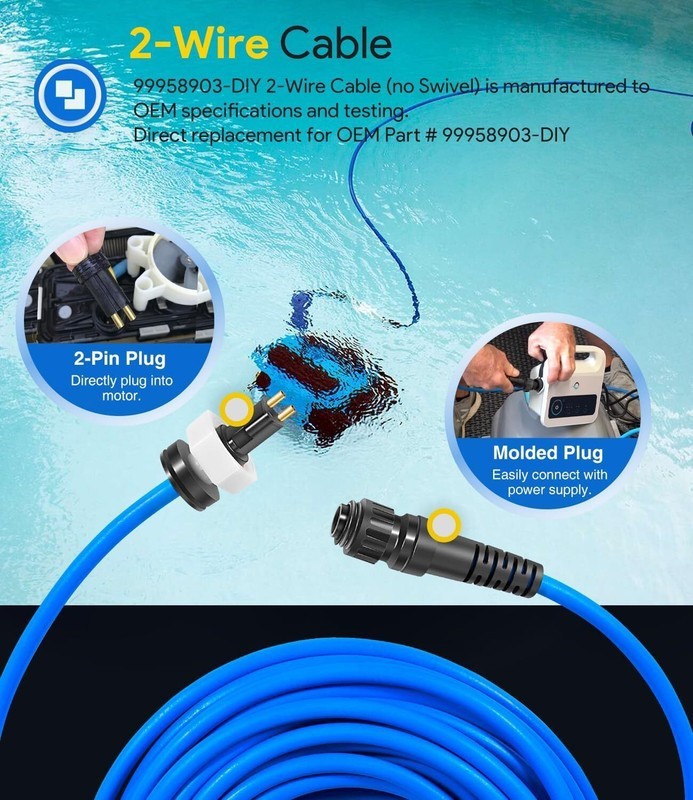 99958903-DIY Cable Cord for Dolphin Maytronics Pool Cleaner 2-Wire 60FT S200