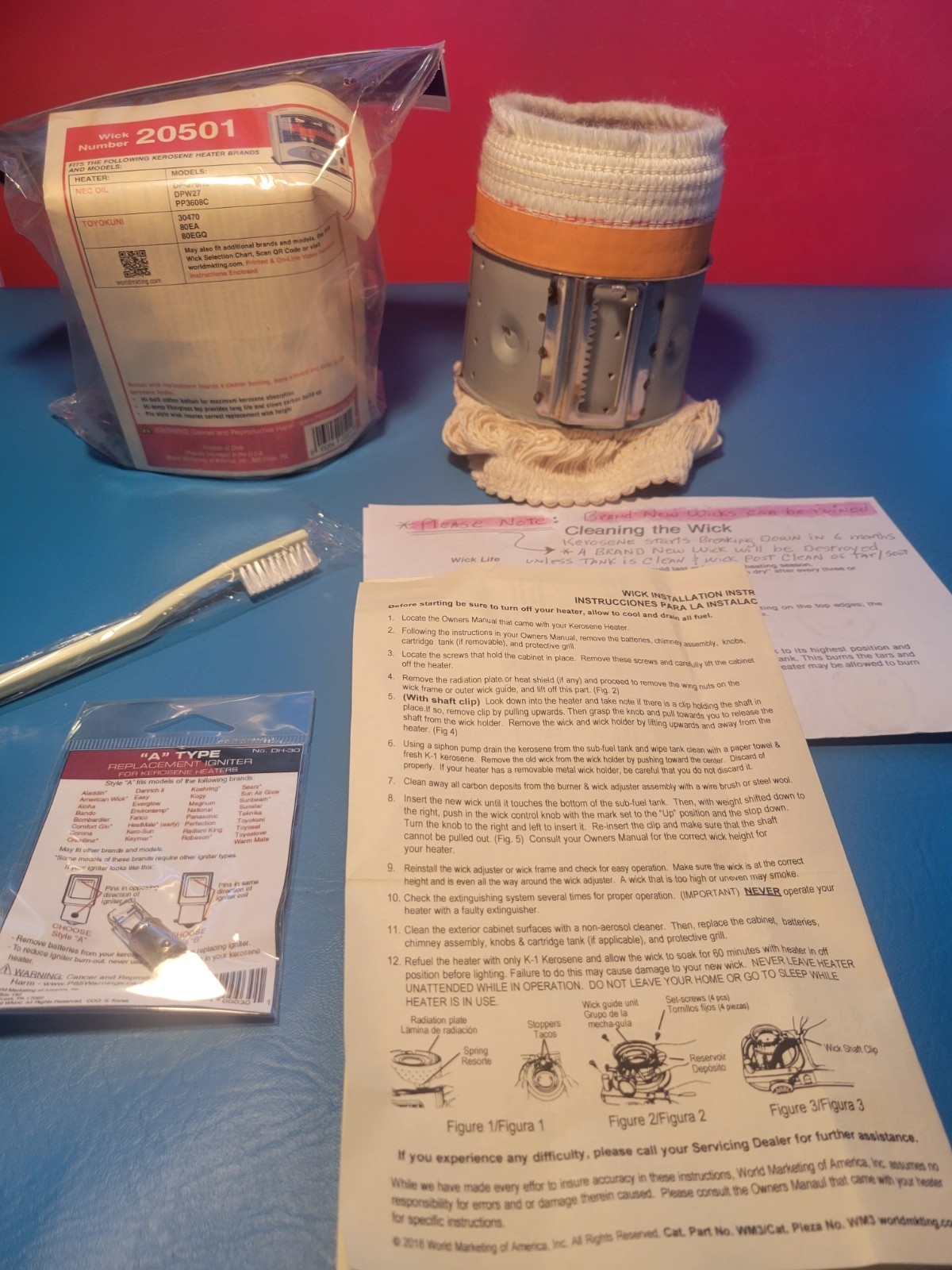 TOYOKUNI 80EA, 80EGQ, 30470 KEROSENE HEATER WICK, & IGNITER  & BRUSH-TUNE-UP KIT