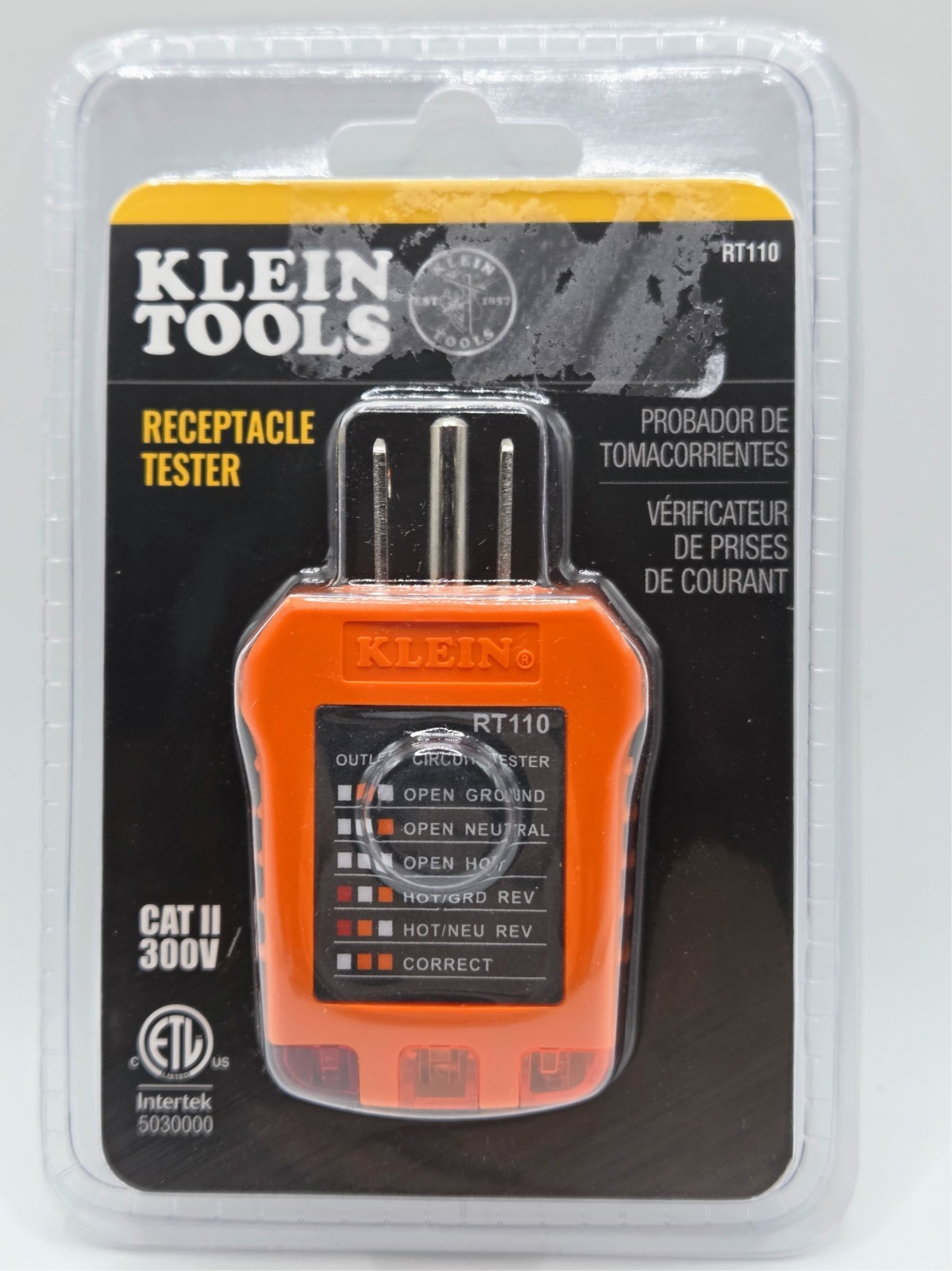 Klein Tools RT110 Outlet Tester, AC Electrical Receptacle Tester for USA Outlets