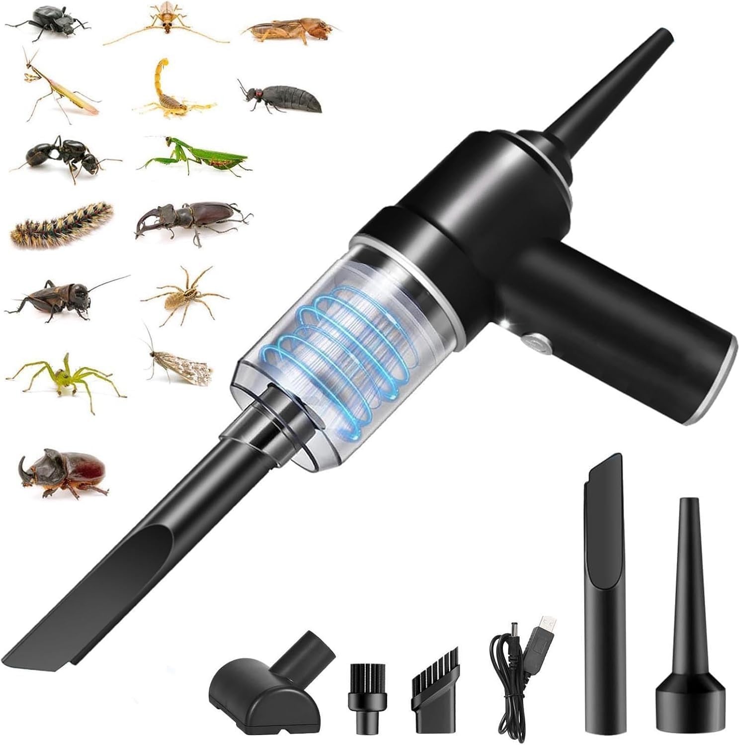 Rechargeable Bug & Spider Catcher Vacuum, Strong Suction, Long Reach, Handheld I