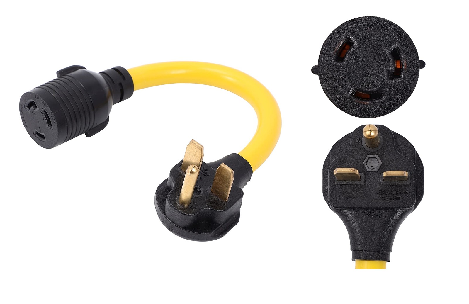 NEMA 6-30P to L6-30R 240V 30 Amp 3 Prong Male Plug to Twist Lock 3 Prong Female