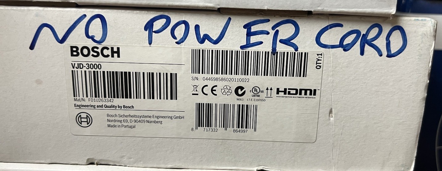Bosch VJD-3000 Video Decoder HDMI F01U263342 - No Power Cord