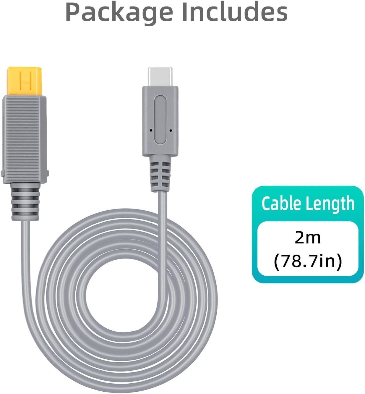 Durable 6.5Ft Type C Power Cable for Wii U - Lightweight & Portable Solution