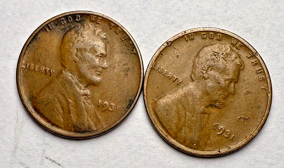 1931-P Lincoln Wheat 1c x 2~ VG++/F?? ~ Get 1 Set Shown ~ Bargain! ~ D81