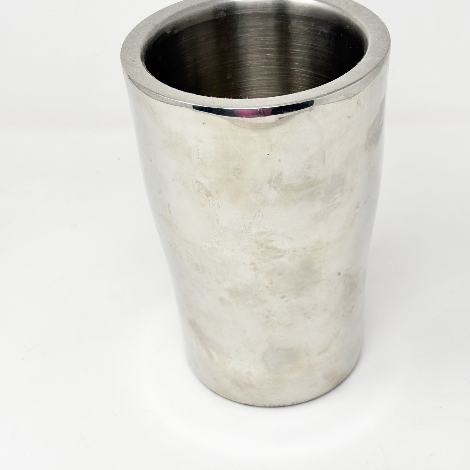 CRATE AND BARREL Silver Stainless Steel WINE COOLER CLASSIC TAPERED Freezer GUC