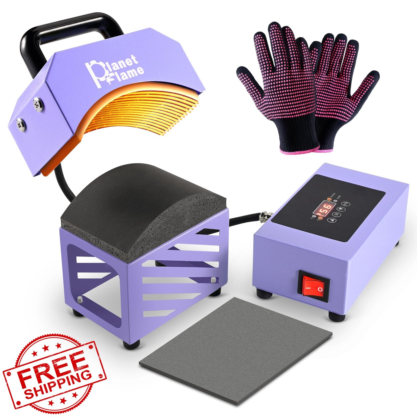 PlanetFlame Purple Mini Hat Press Heat Machine for Caps Sublimation