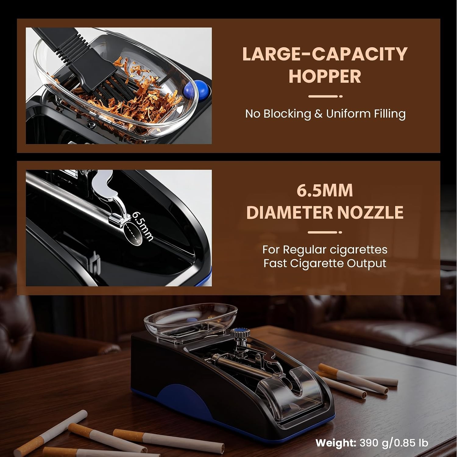 Automatic Electric Cigarette Rolling Machine Mini Tobacco Injector Roller