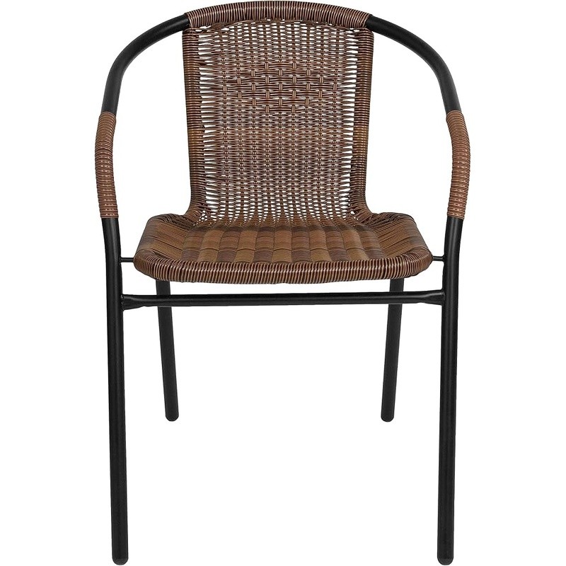 Set of 2 Rattan Chair Indoor Outdoor Ergonomic Stackable Dining Chairs