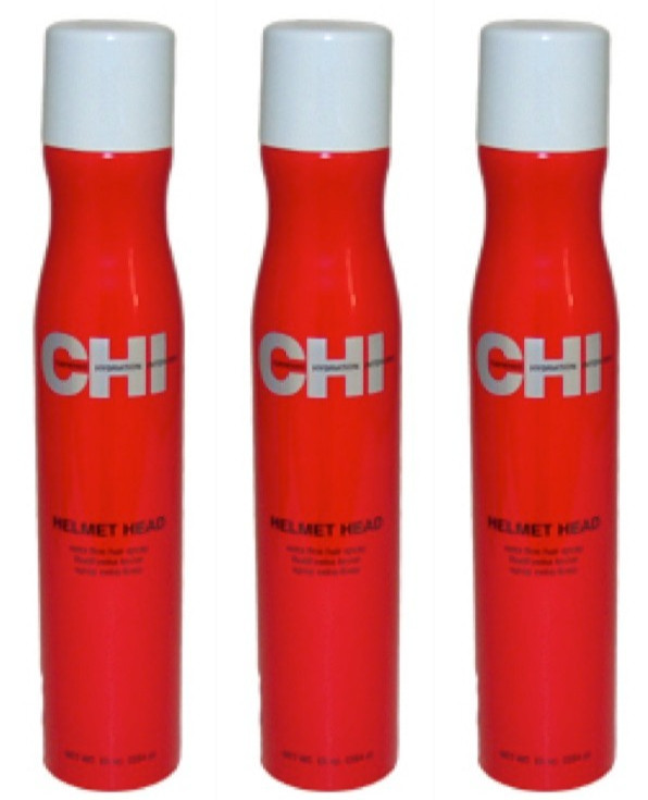 3 CHI Helmet Head Extra Firm Hairspray 10oz Each Paraben Free NEW W/ORIGINAL CAP