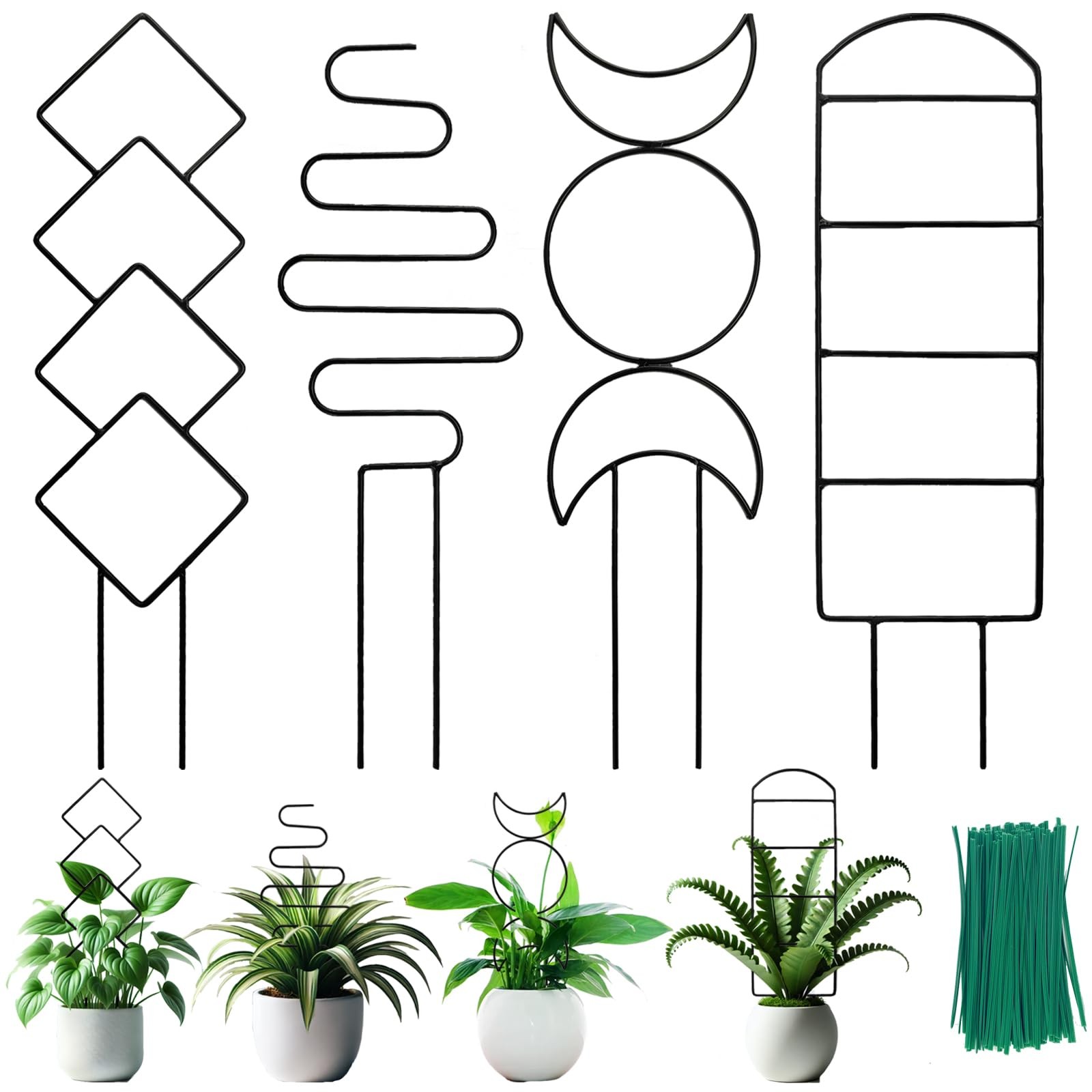 4 Packs Trellis for Climbing Plants Indoor, HENABLE Small Garden 15 IN, Black