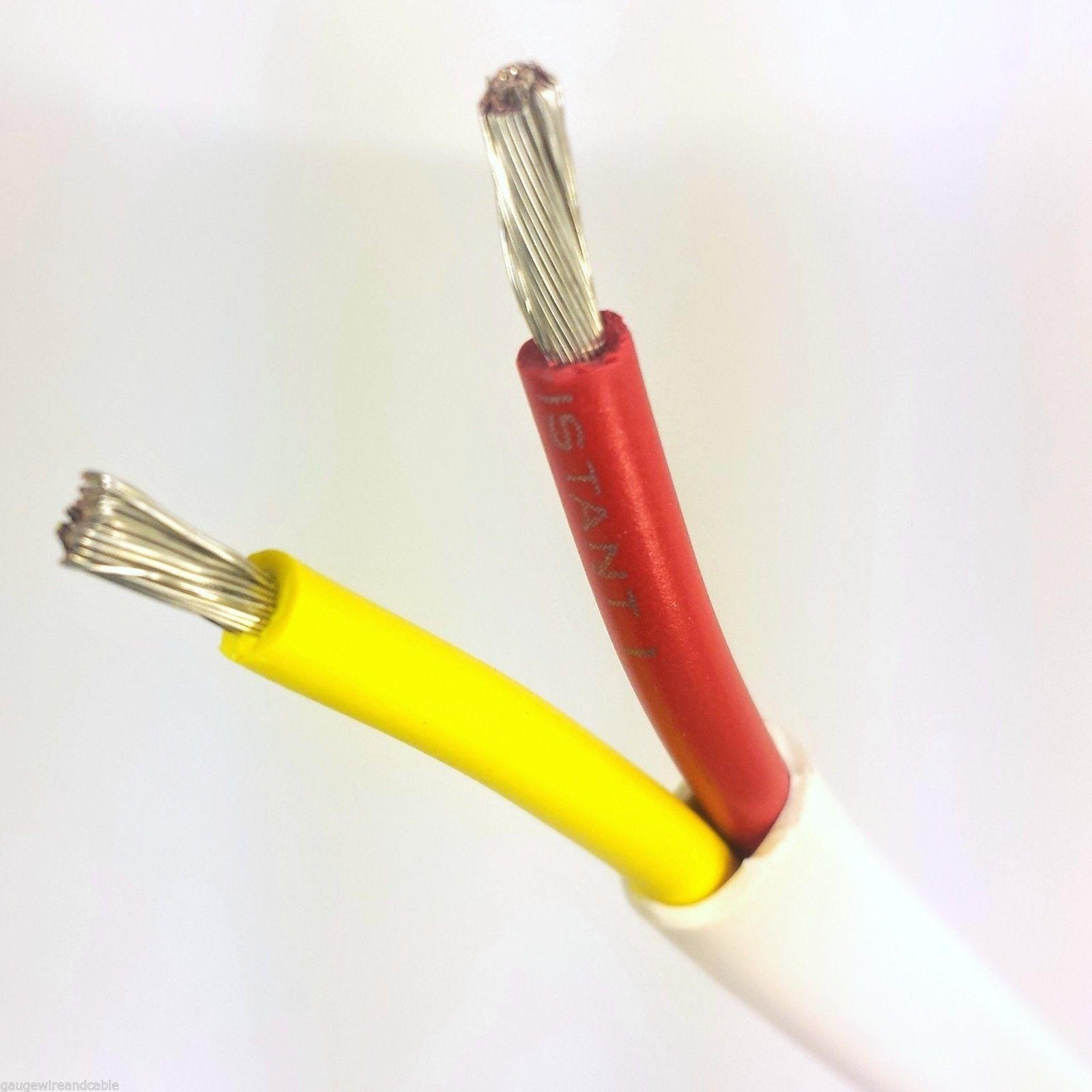 18/2 AWG Gauge Marine Grade Wire, Boat Cable, Tinned Copper, Flat Red/Yellow