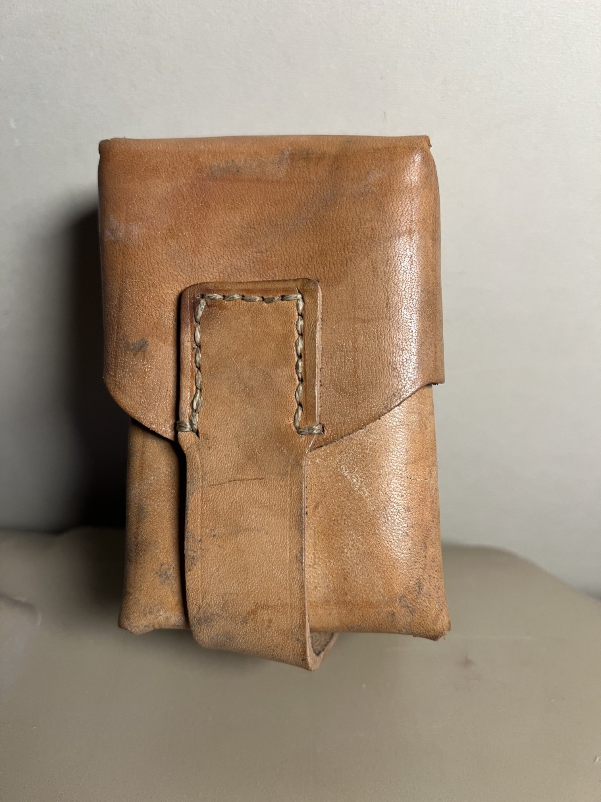 Serbian Army Mauser Rifle Cartridge Case Ammo Pouch Mag Brown Leather Belt Loops