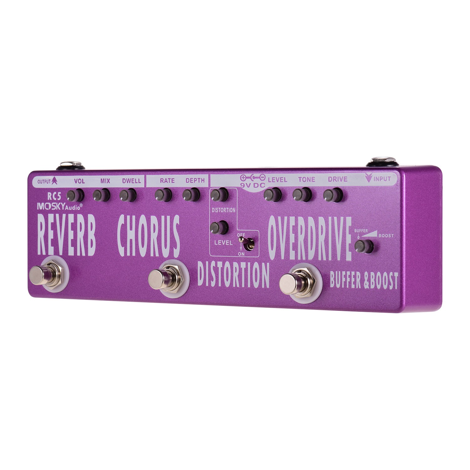 MOSKYAudio RC5 6-in-1 Guitar Multi-Effects Pedal Reverb + Chorus + VKEF