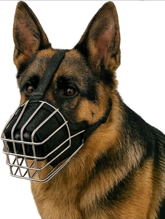 Large Dog Muzzle Stainless Steel Basket Adjustable Anti Bite Breathable