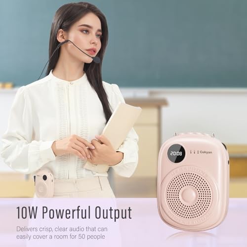 Voice Amplifier for Teachers, Portable Bluetooth Wired Pink Wired Amplifier