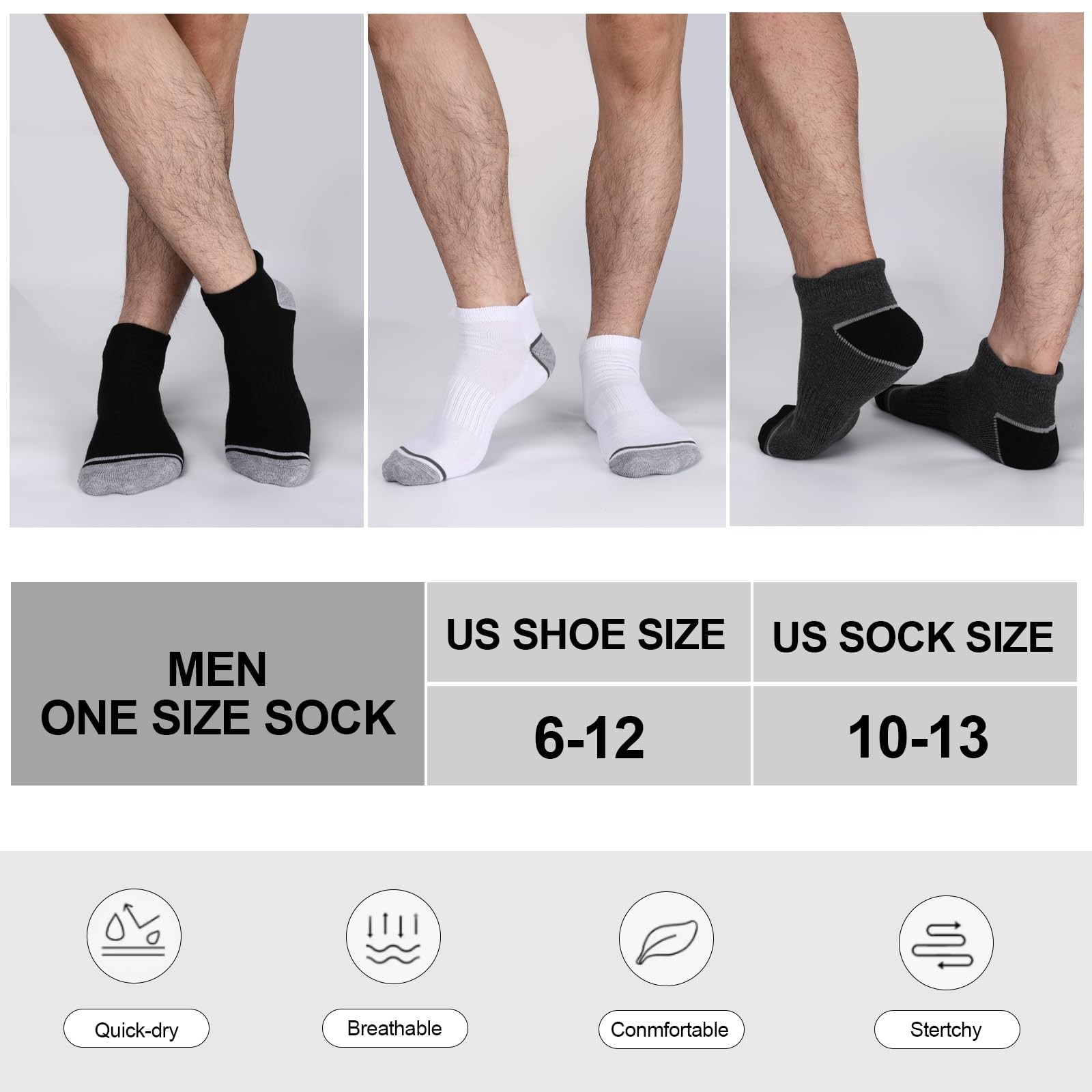 12 Pack Mens Ankle Socks Athletic Running Cushioned Breathable Low Cut Sports...