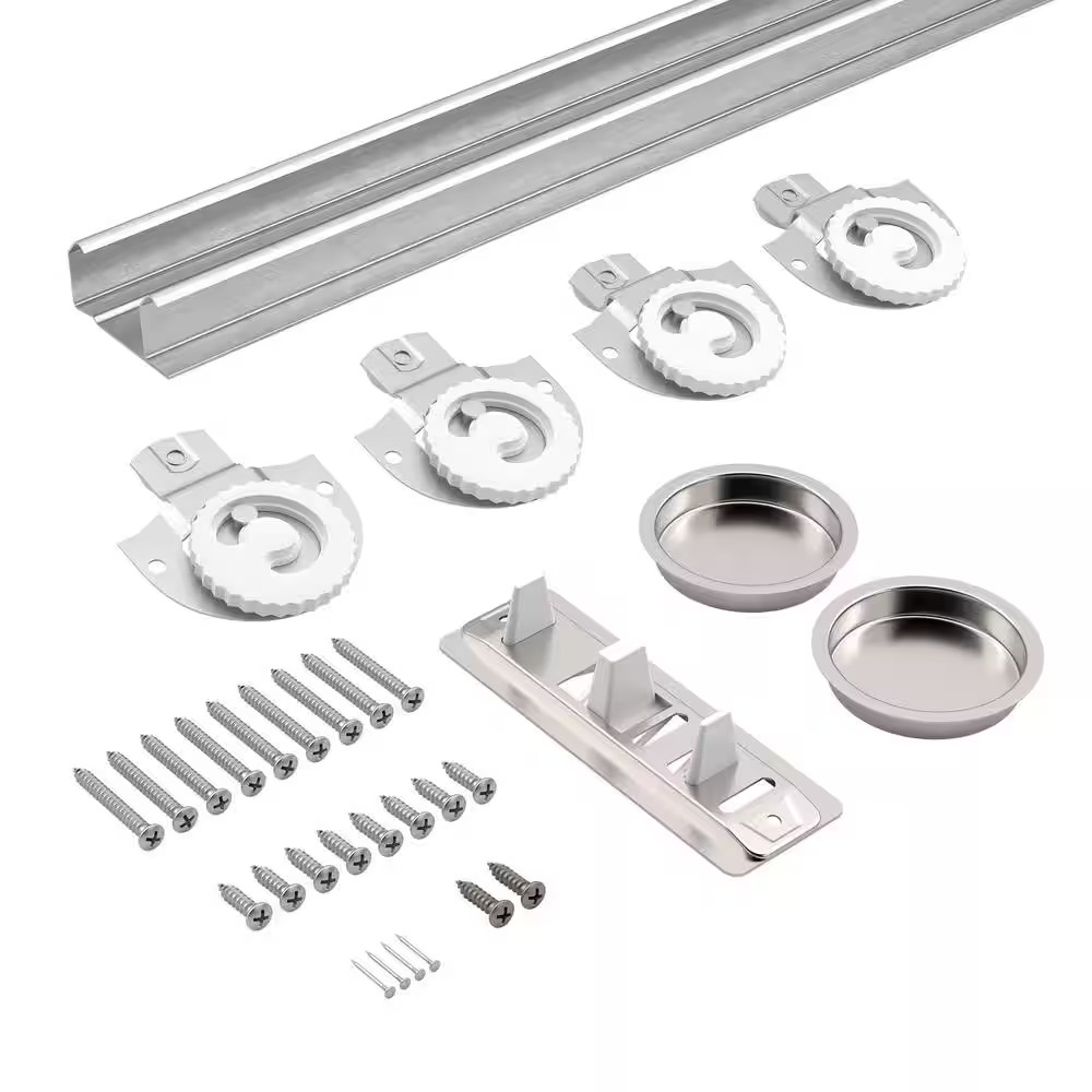 48 In. (1210 Mm) Bypass Sliding 2 Door Complete Hardware Kit with Zinc Track