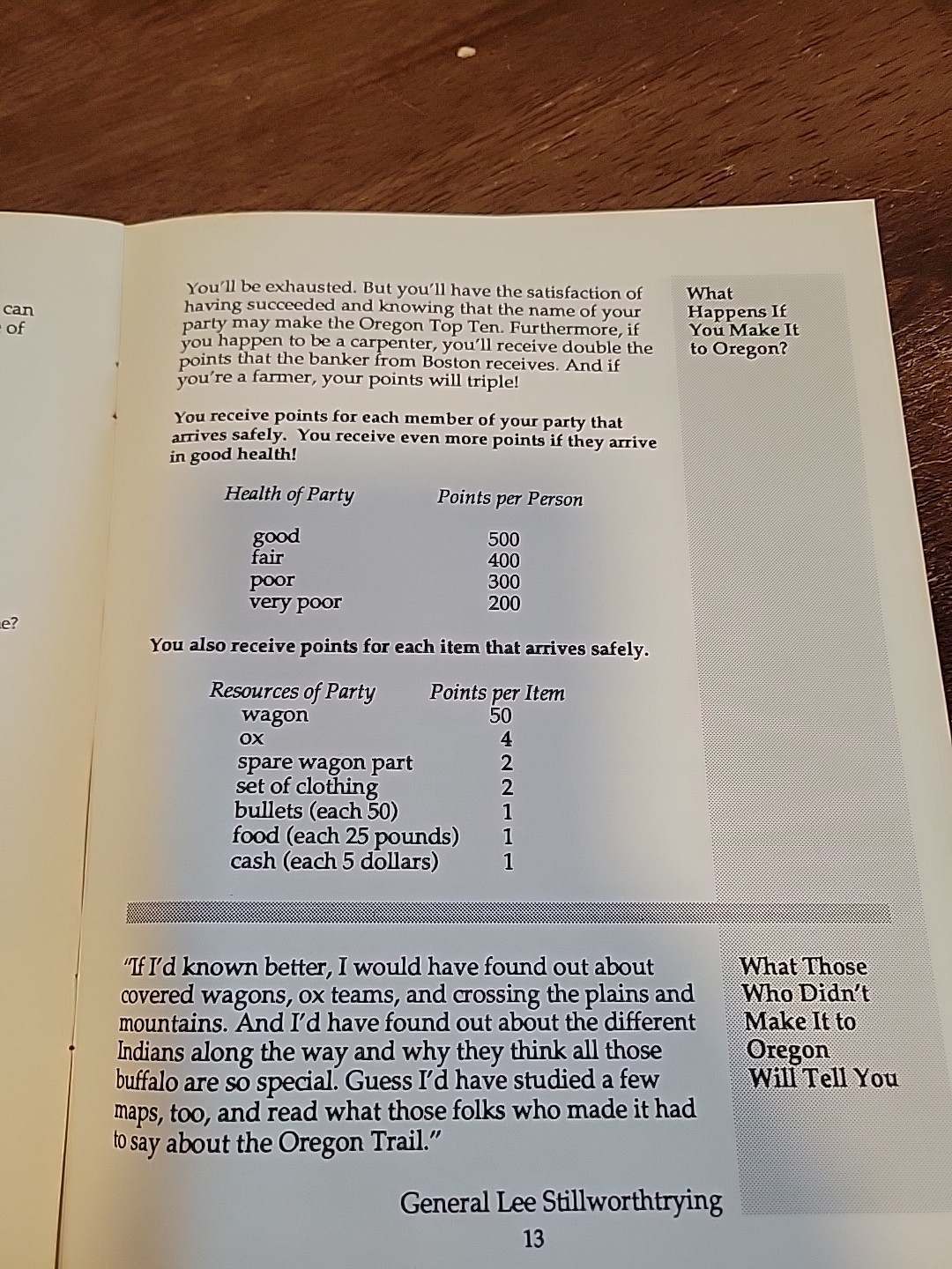 The Oregon Trail 1990 Users Guide Paperback IBM/Tandy Compatible