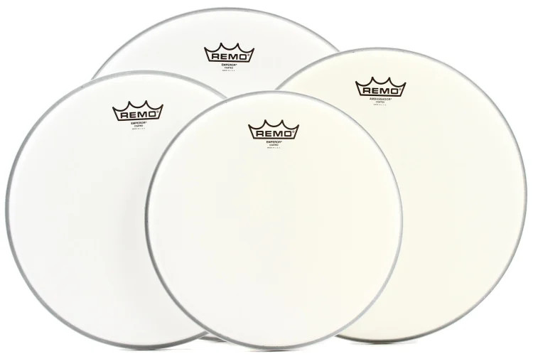 Remo Emperor 4-pc Tom Pack - 12"/13"/16" - Coated with 14" Ambassador