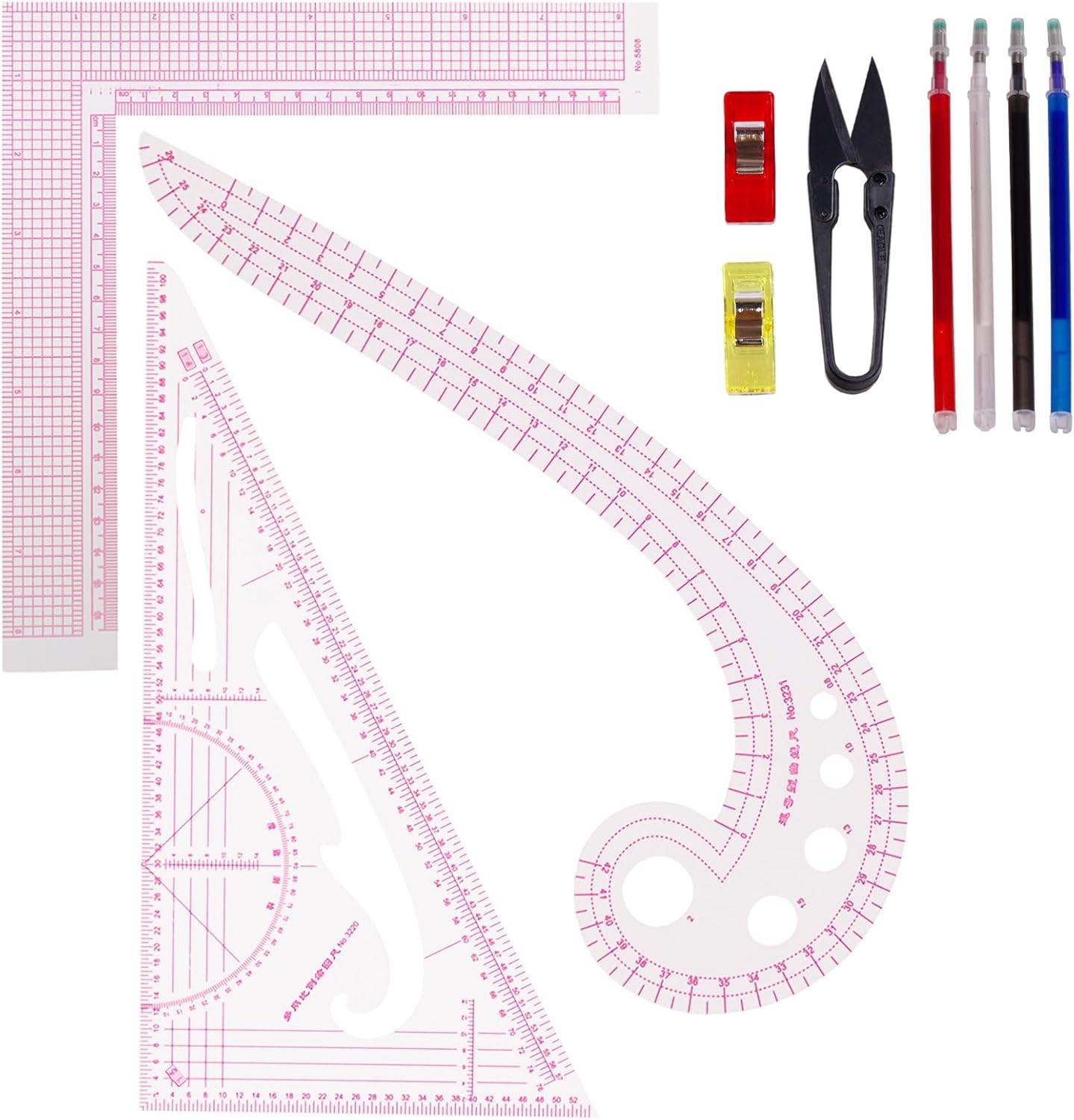 Pattern Making Ruler Acrylic French Curve Sewing Set 3pcs
