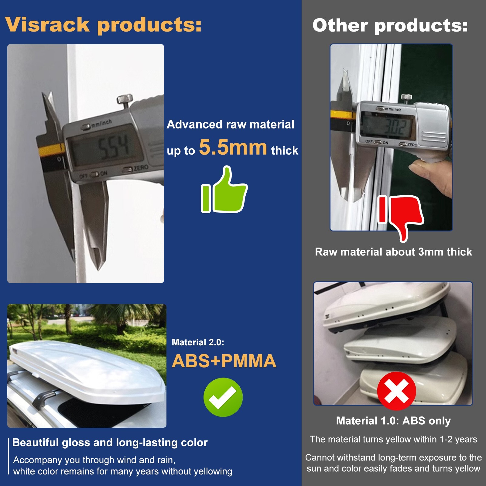 VisRack 13FT³ Rooftop Cargo Box Luggage Carrier Tooless Install w Diamond Grains