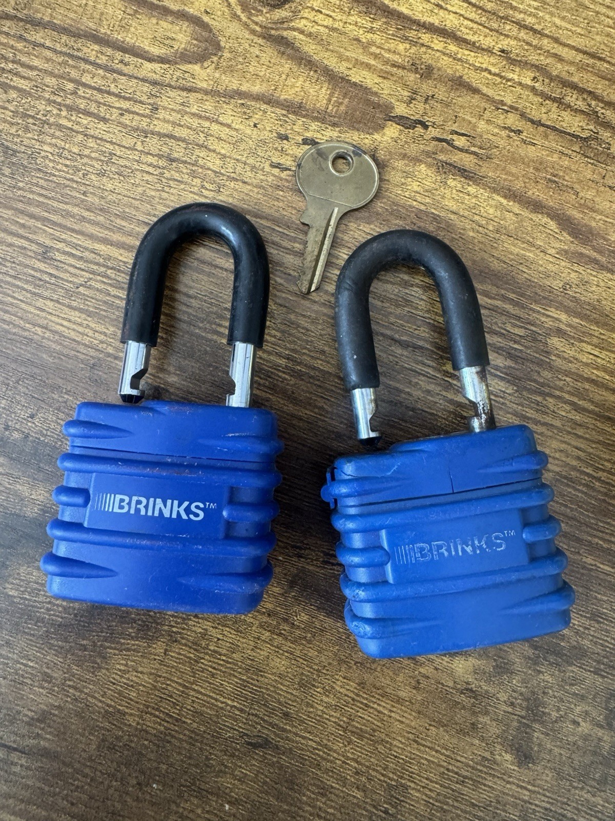 Brinks Keyed Alike Weather Resistant Padlocks Set of 2 Blue Outdoor Locks Key