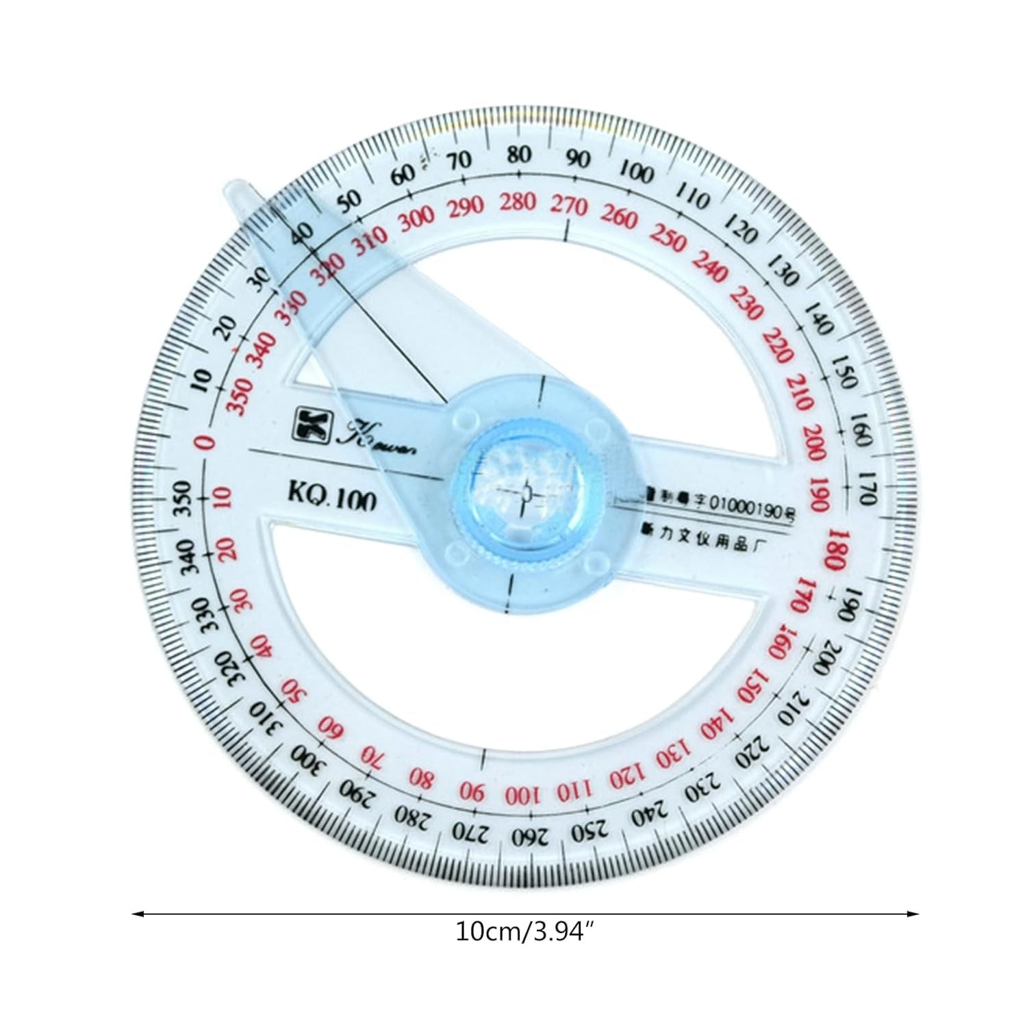 Blue 360 Degree Angle Measure Circle Protractor Plastic Drafting Ruler