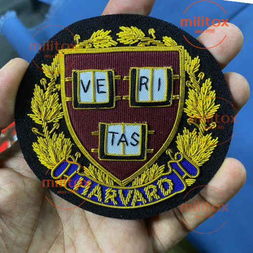 University of Harvard Hand Embroidered Bullion Wire Blazer Badge, crest, sew on