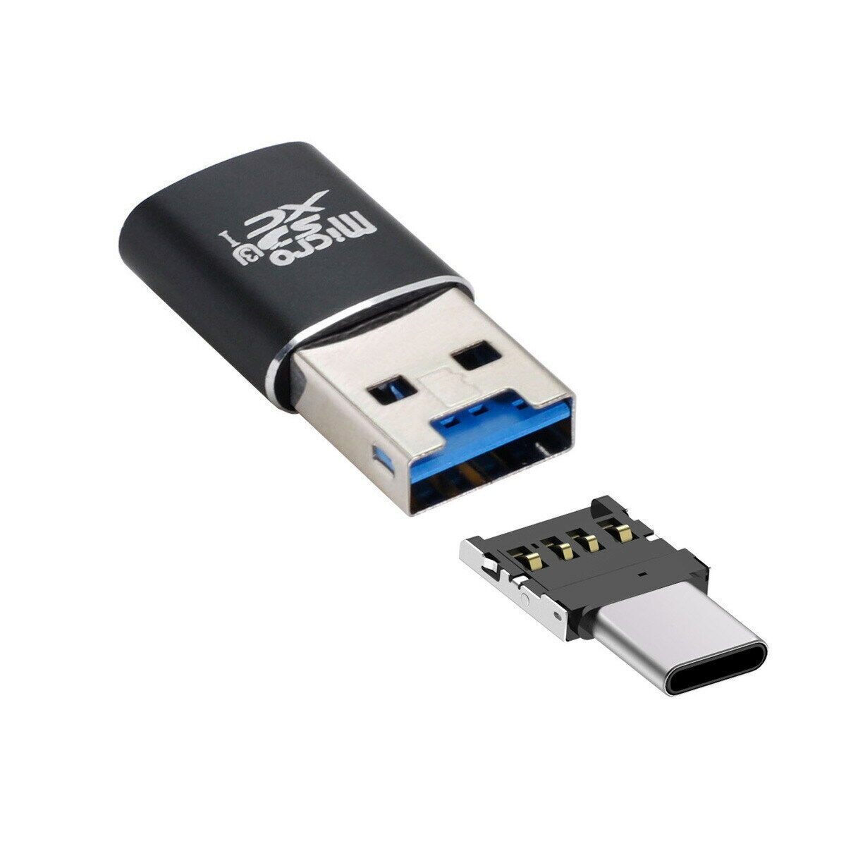 USB 3.0 to Micro SD SDXC TF Card Reader with Micro USB-C Type-C OTG Adapter