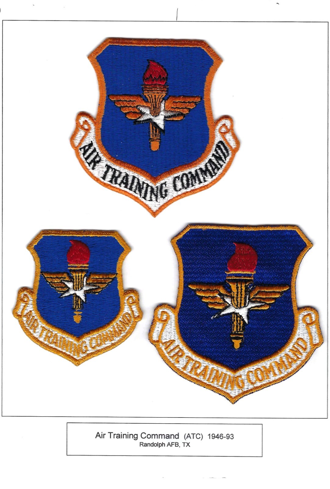 PATCH USAF AIR TRAINING COMMAND ATC 1946-1993 SET IF 3 RANDOLPH AFB    P1