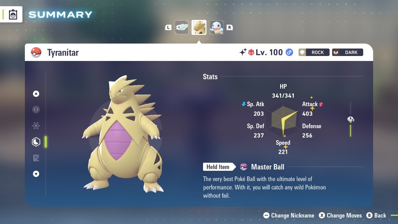 Pokemon Legends ZA ✨ 6IV Shiny Alpha Tyranitar✨Fast 🚀Masterball Held