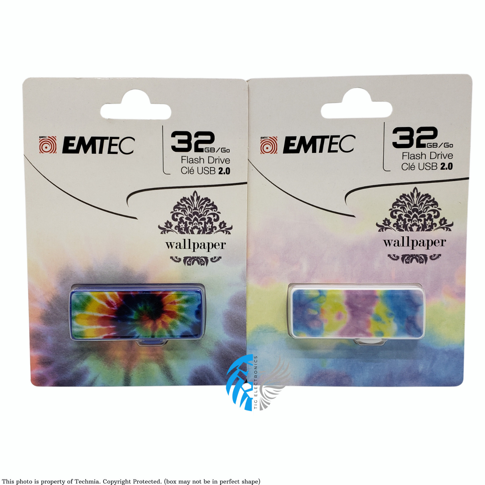 2 PACK Emtec 32GB Slide Flash Drive - USB 2.0 - Wallpaper (ECMMD32GM700WPTD2)™