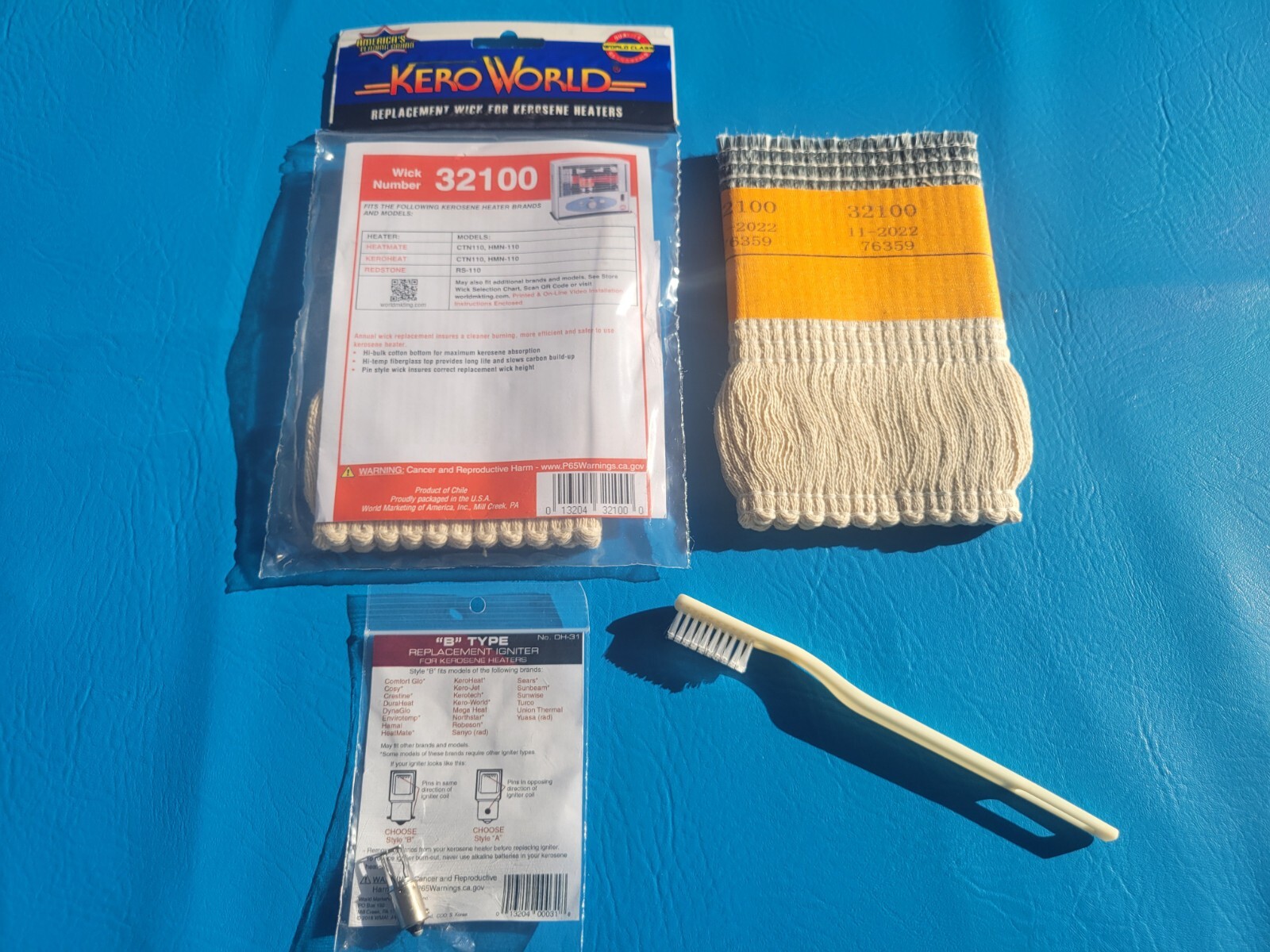 KEROHEAT CTN110, HMN-110 KEROSENE HEATER WICK, IGNITER, WICK CLEAN BRUSH & GUIDE