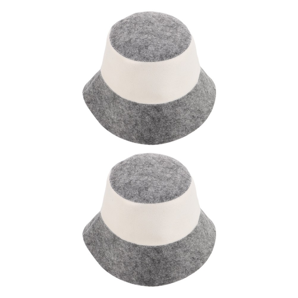 2pcs Felt Sauna Bath Cap Heat Insulation Absorbent Hat For Steam Room Use