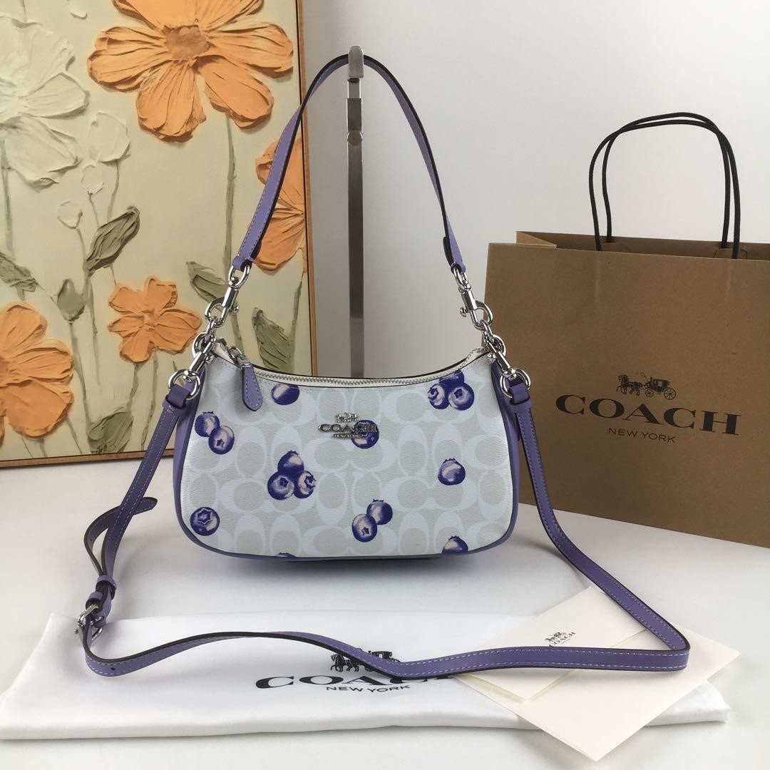 COACH CR292 Teri 2way Shoulder Bag Signature Canvas Blueberry Print Outlet Japan