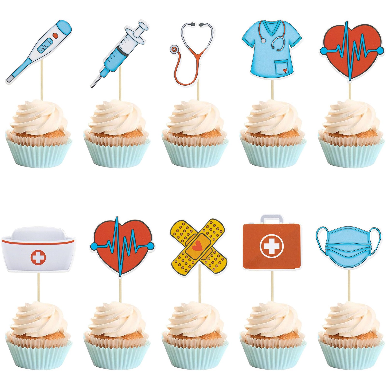 Gyufise 36Pcs Nurse Cupcake Toppers Nursing School Graduation small,