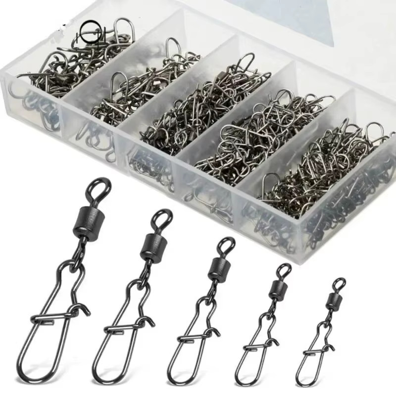 50Pc/Box Stainless Steel Fishing Connector Pin 4# 6# 8#10#12# Bearing Rolling Sw