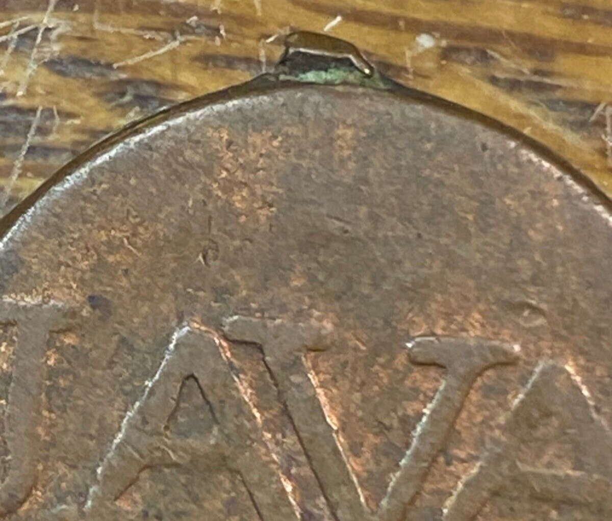 1810 Java Duit Nice Original Fine with Scarce Rim Spur Error CHRC