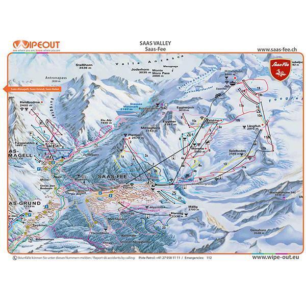 Wipeout Saas Valley Piste Map Microfibre Google Cloth and Resort Map