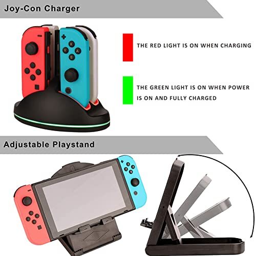 ACCESSORIES KIT FOR NINTENDO Wheel Grip Case Screen Protector Controller EOVOLA