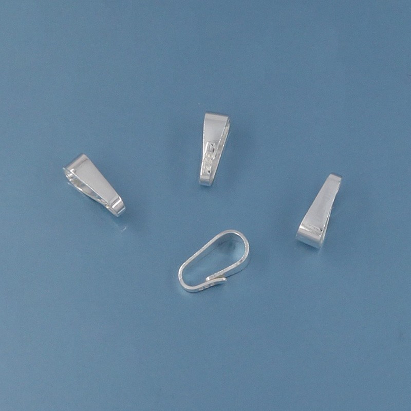 4 Solid Sterling Silver Snap On Pendant Bail Connectors ap. 9mm #33327