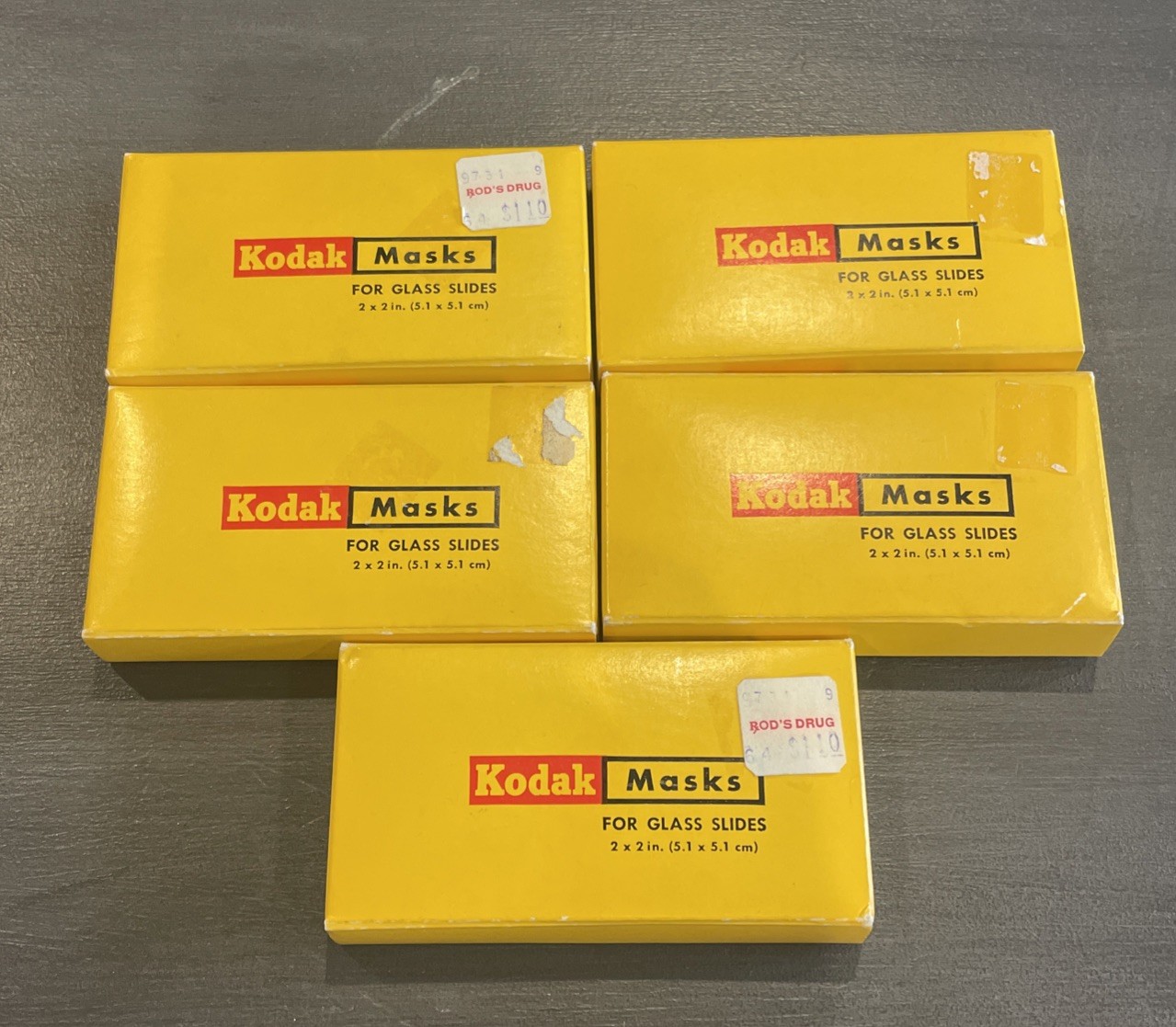 (5) Vtg Kodak Masks for Glass Slides 2 X 2 Inch (5.1 X 5.1 cm) B355 24 x 36mm