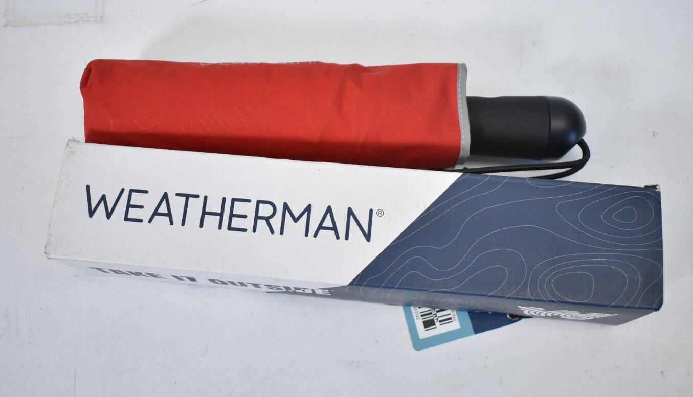 Weatherman Travel Umbrella Windproof Compact Red Small Size Outdoor Protection